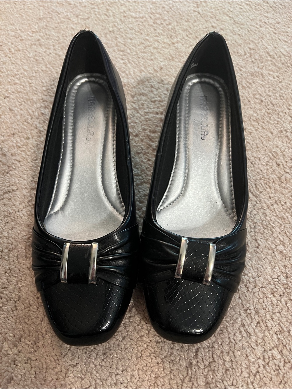 Black Women's Loafers with Silver Buckle by Marbella size 7